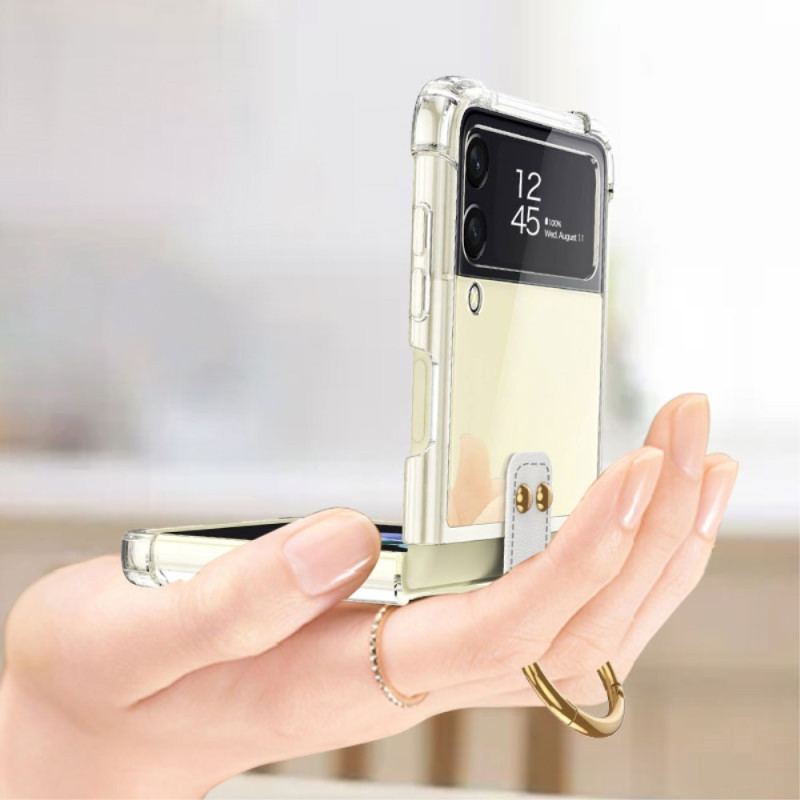 Capa Para Samsung Galaxy Z Flip 4 De Couro Pintado Com Gkk Stylus