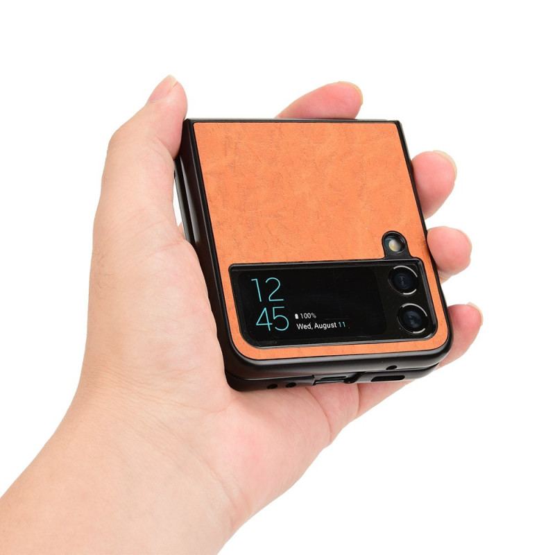 Capa Para Samsung Galaxy Z Flip 4 De Couro Suavidade Efeito Couro