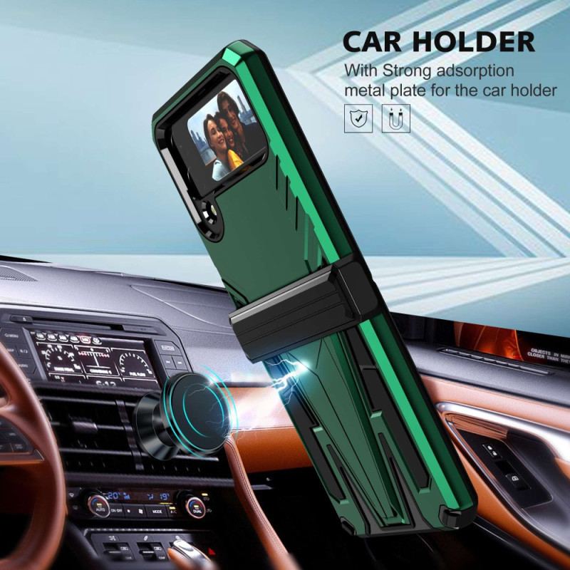 Capa Para Samsung Galaxy Z Flip 4 De Couro Suporte Premium