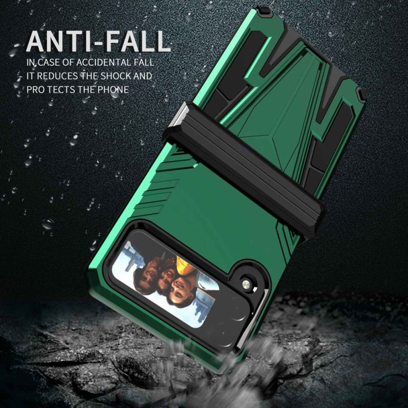 Capa Para Samsung Galaxy Z Flip 4 De Couro Suporte Premium