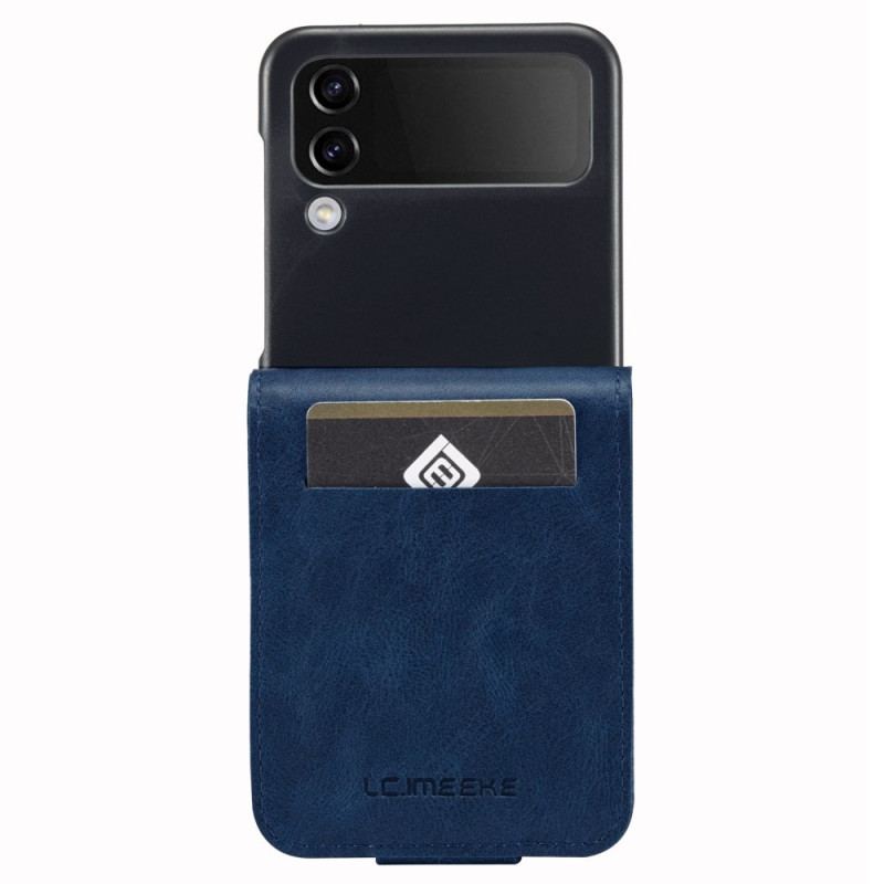 Capa Para Samsung Galaxy Z Flip 4 De Couro Titular Do Cartão Rfid