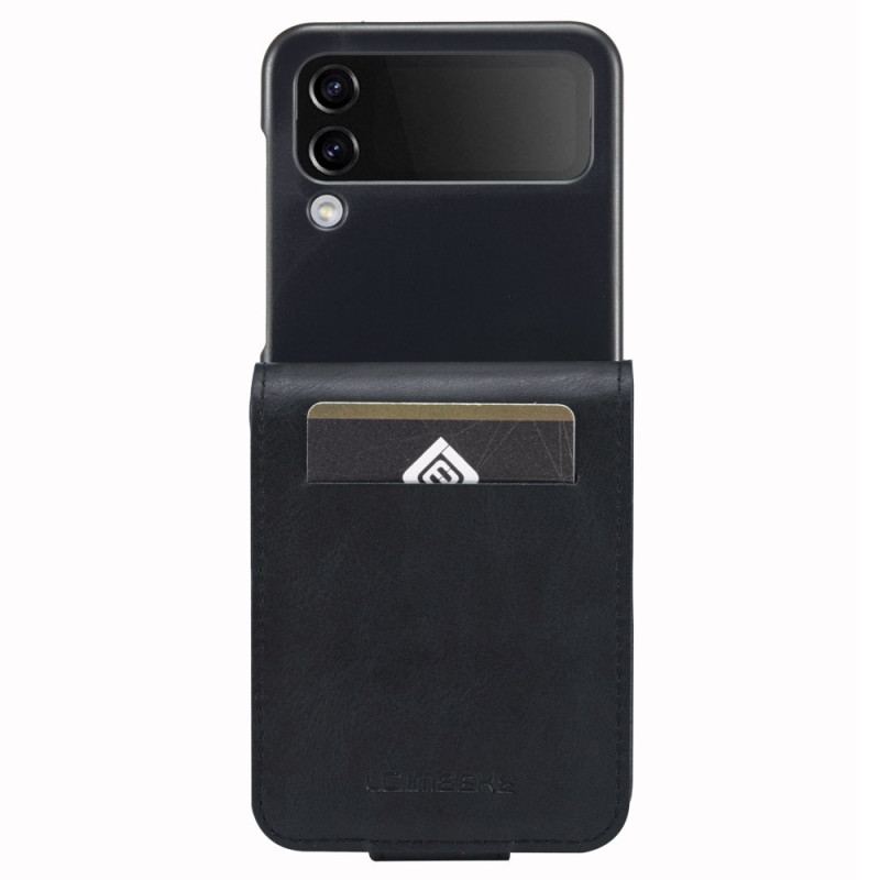 Capa Para Samsung Galaxy Z Flip 4 De Couro Titular Do Cartão Rfid
