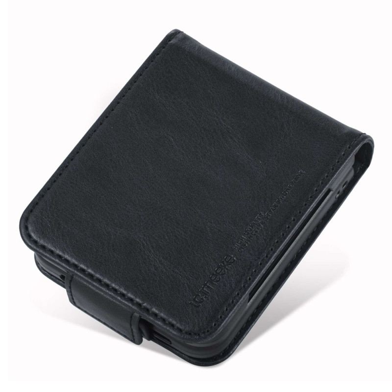 Capa Para Samsung Galaxy Z Flip 4 De Couro Titular Do Cartão Rfid