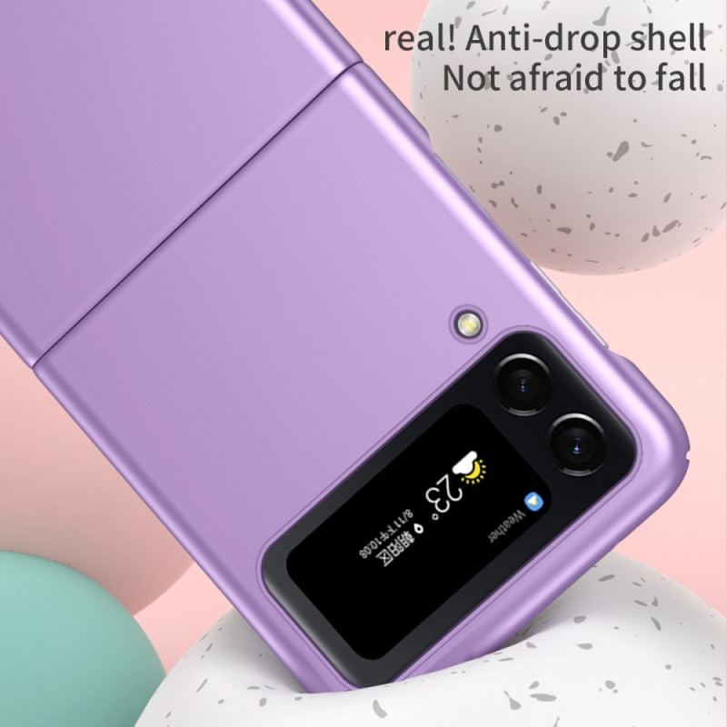 Capa Para Samsung Galaxy Z Flip 4 De Couro Toque De Pele Com Anel