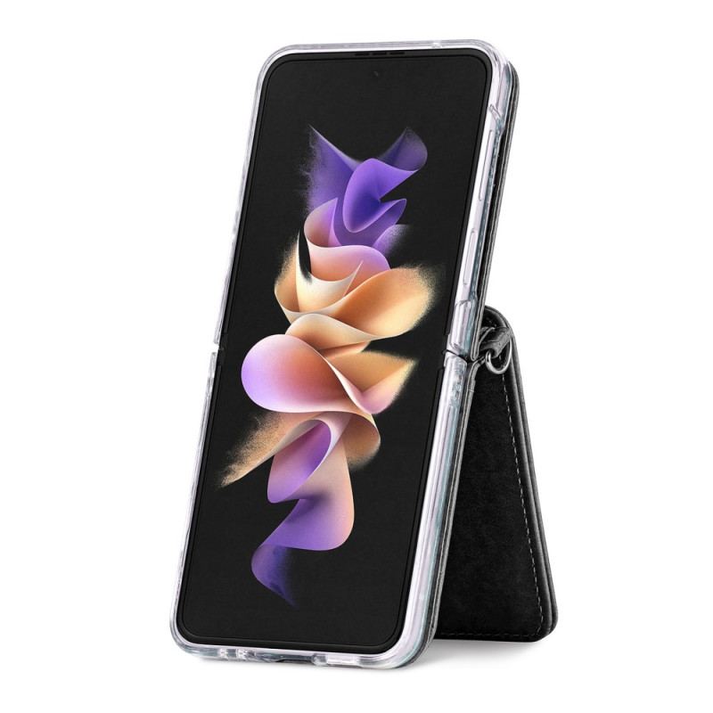 Capa Para Samsung Galaxy Z Flip 4 Capa Tipo Carteira De Couro Carteira Com Alça De Ombro
