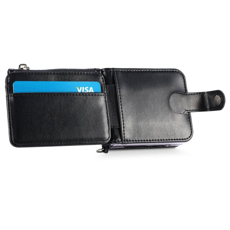 Capa Para Samsung Galaxy Z Flip 4 Capa Tipo Carteira De Couro Carteira Com Alça De Ombro