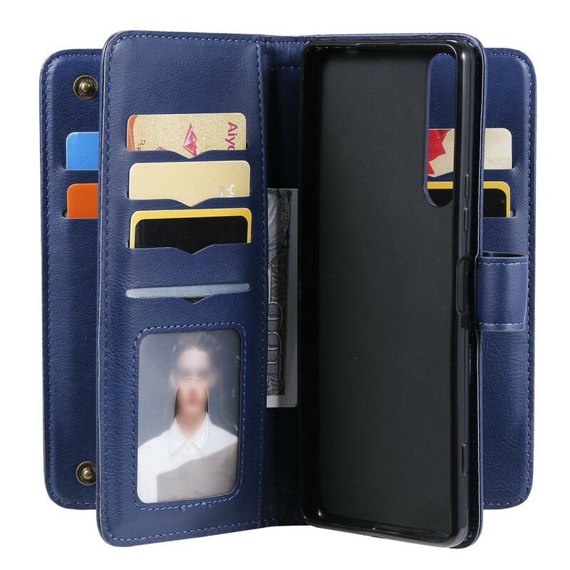 Capa Flip Para Sony Xperia 1 II Titular De Cartão Multifuncional Para 10