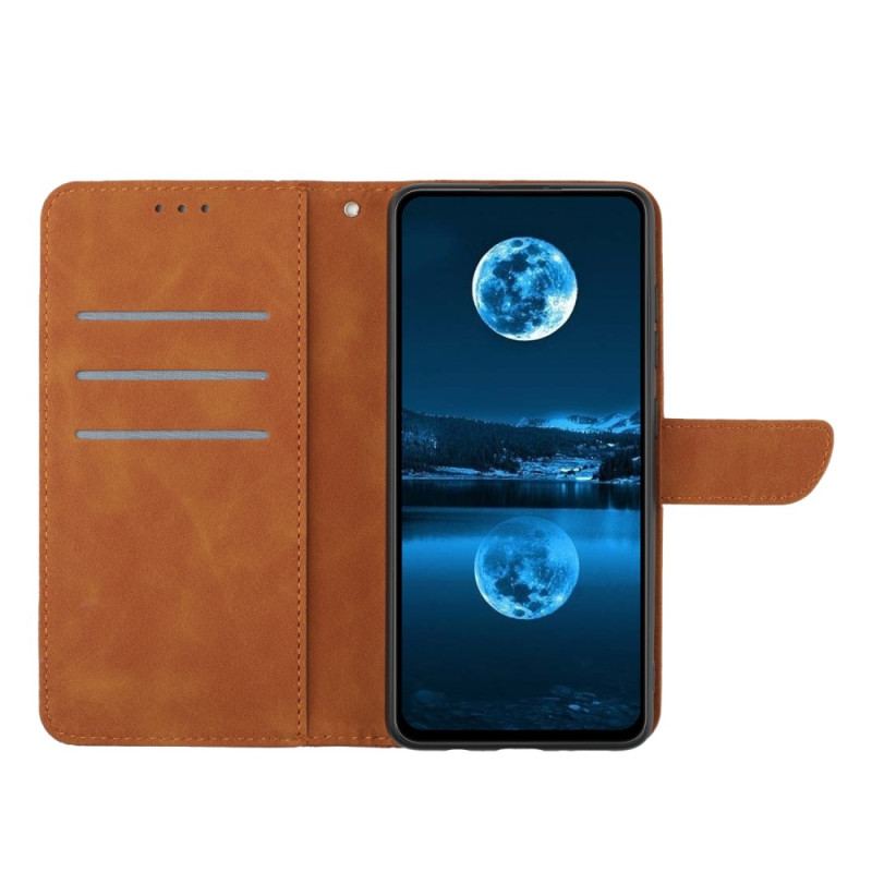 Capa Flip Para Honor 90 Lite De Cordão Linhas E Alças Pontilhadas