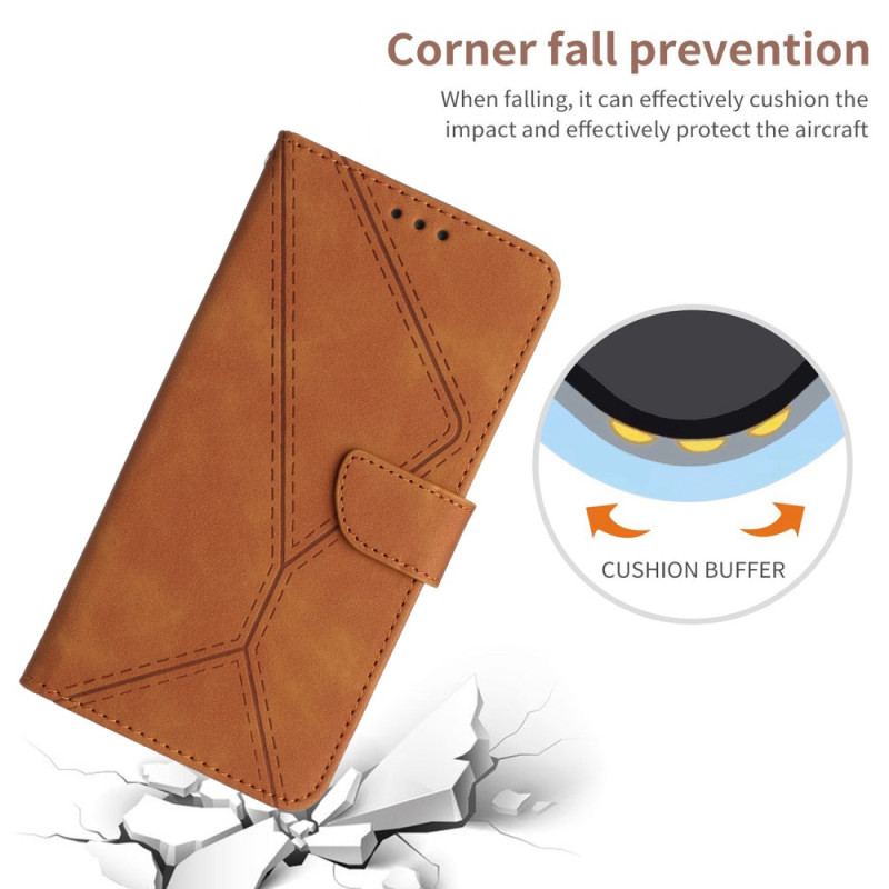 Capa Flip Para Honor 90 Lite De Cordão Linhas E Alças Pontilhadas