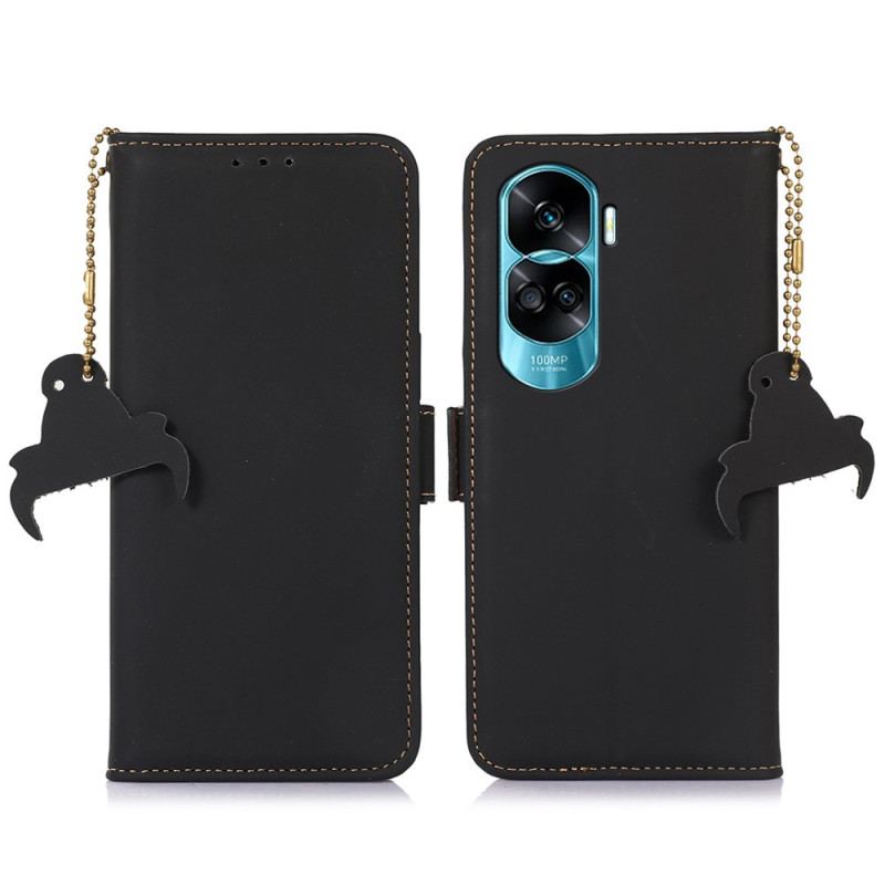 Capa Flip Para Honor 90 Lite Couro Rfid Genuíno