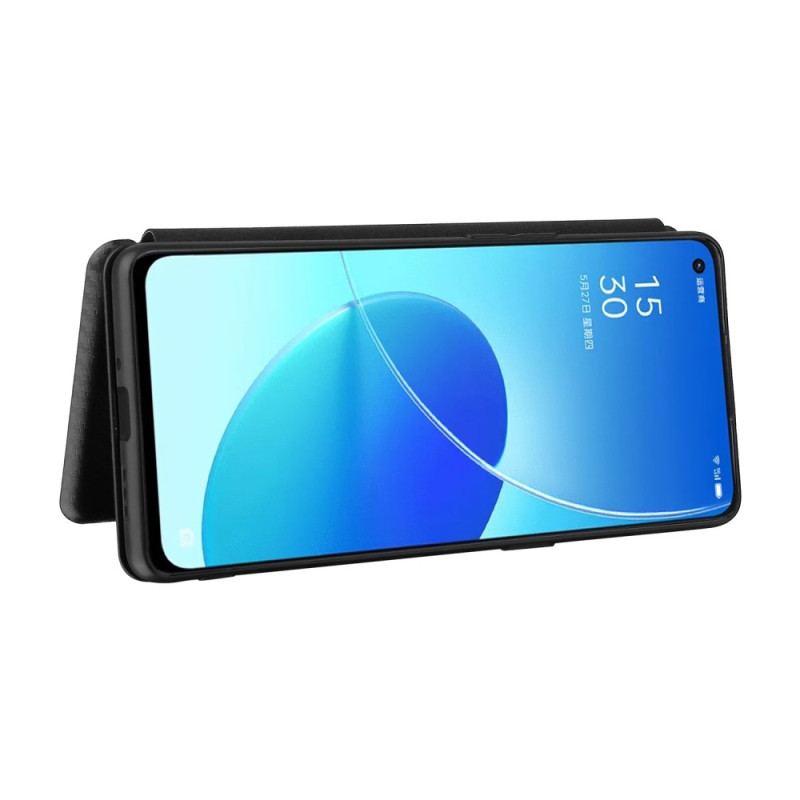 Capa De Celular Para Oppo Reno 6 Pro 5G Flip Fibra De Carbono E Correias