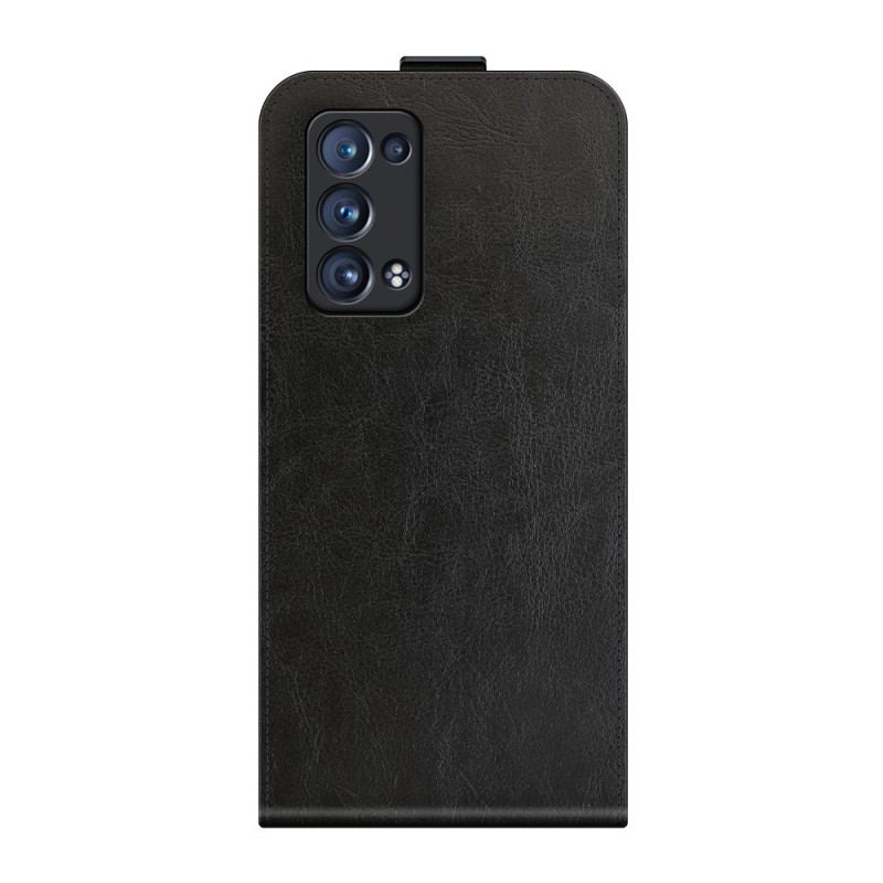 Capa De Couro Para Oppo Reno 6 Pro 5G Fechamento Vertical Textura Clássica Lichia