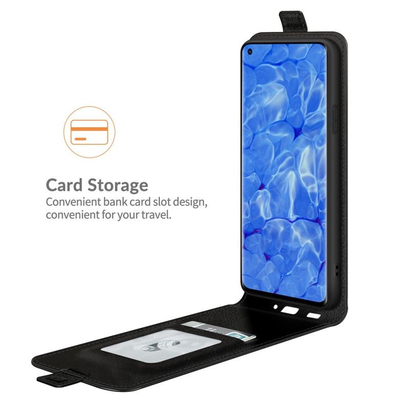 Capa De Couro Para Oppo Reno 6 Pro 5G Fechamento Vertical Textura Clássica Lichia
