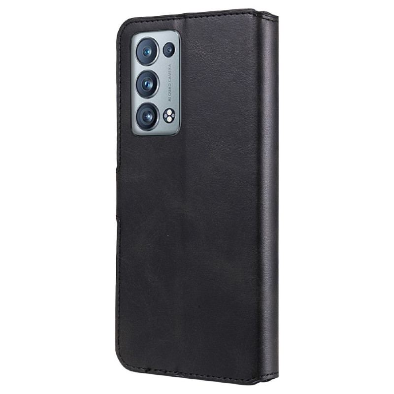 Capa Flip Para Oppo Reno 6 Pro 5G Couro Falso Clássico E Fecho