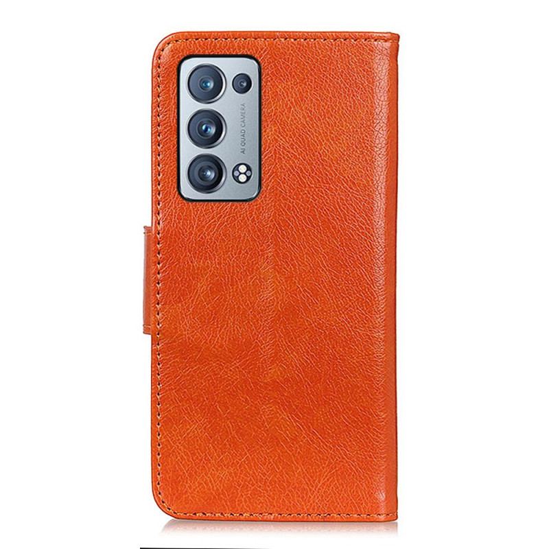 Capa Flip Para Oppo Reno 6 Pro 5G Couro Napa Dividido Laranja