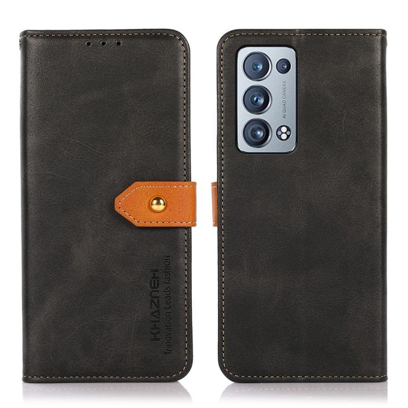 Capa Flip Para Oppo Reno 6 Pro 5G Fecho Dourado Bicolor Khazneh