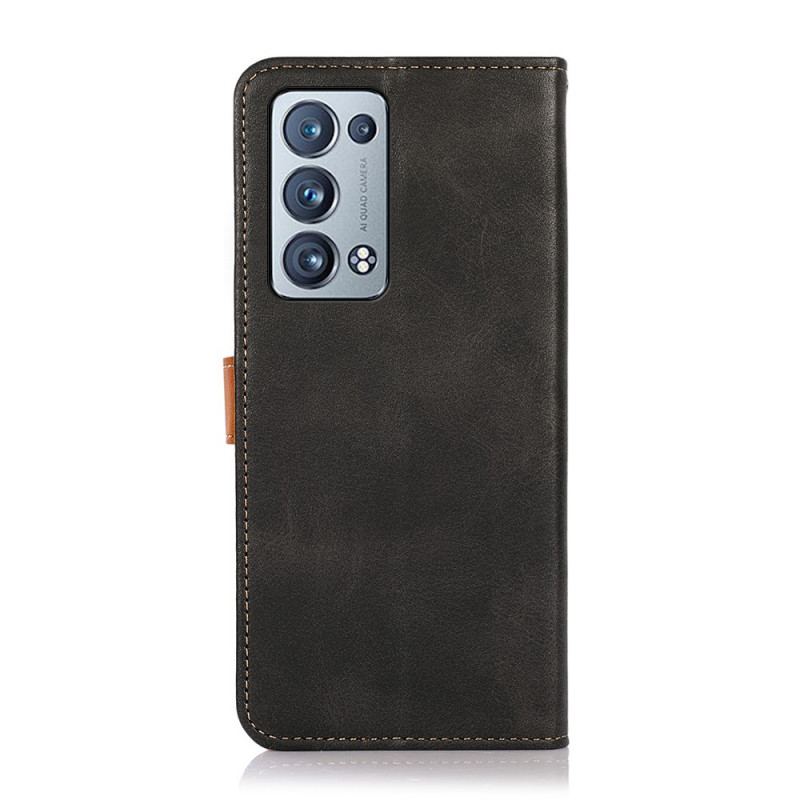 Capa Flip Para Oppo Reno 6 Pro 5G Fecho Dourado Bicolor Khazneh
