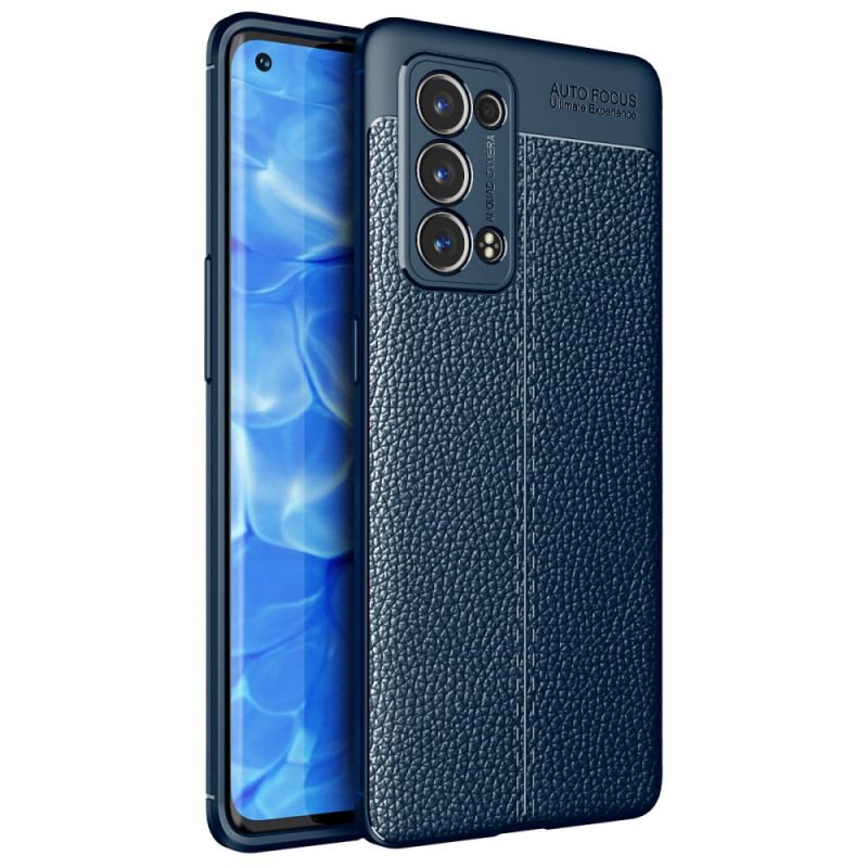 Capa Para Oppo Reno 6 Pro 5G Lichia Couro Linha Dupla