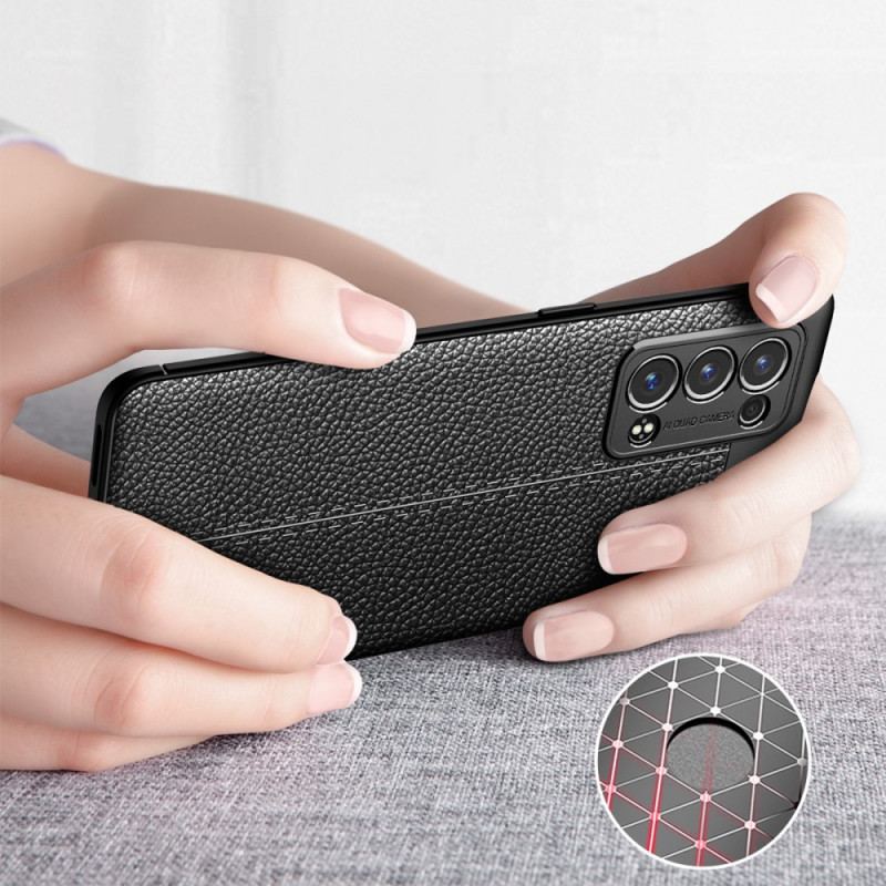 Capa Para Oppo Reno 6 Pro 5G Lichia Couro Linha Dupla