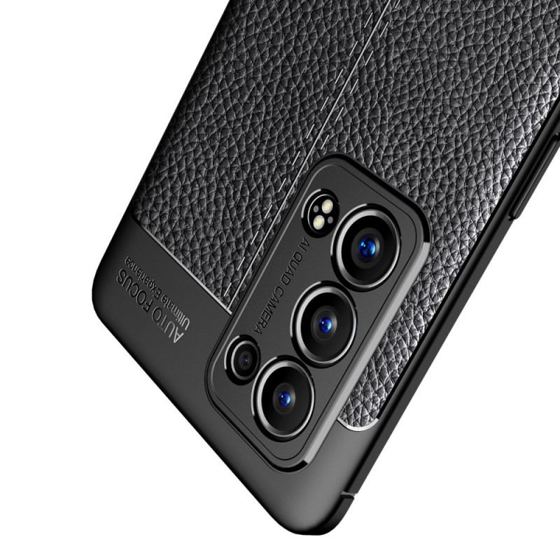 Capa Para Oppo Reno 6 Pro 5G Lichia Couro Linha Dupla