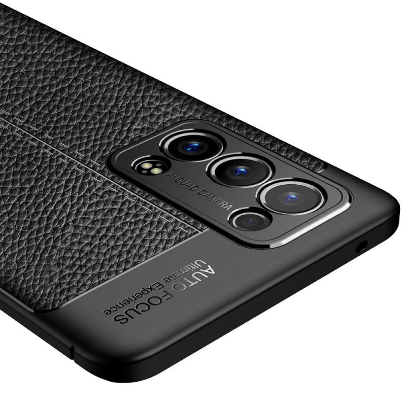 Capa Para Oppo Reno 6 Pro 5G Lichia Couro Linha Dupla