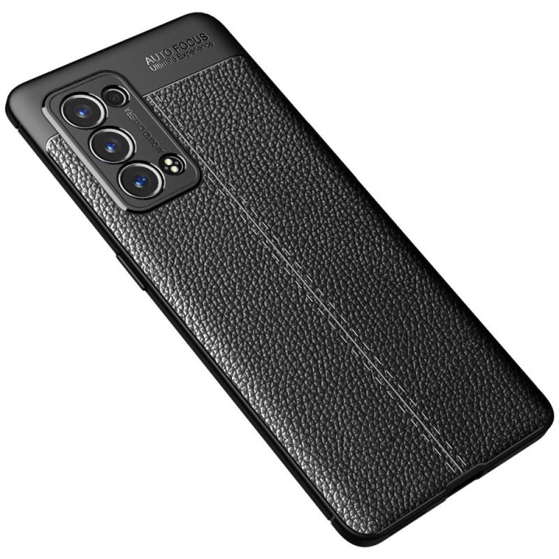 Capa Para Oppo Reno 6 Pro 5G Lichia Couro Linha Dupla