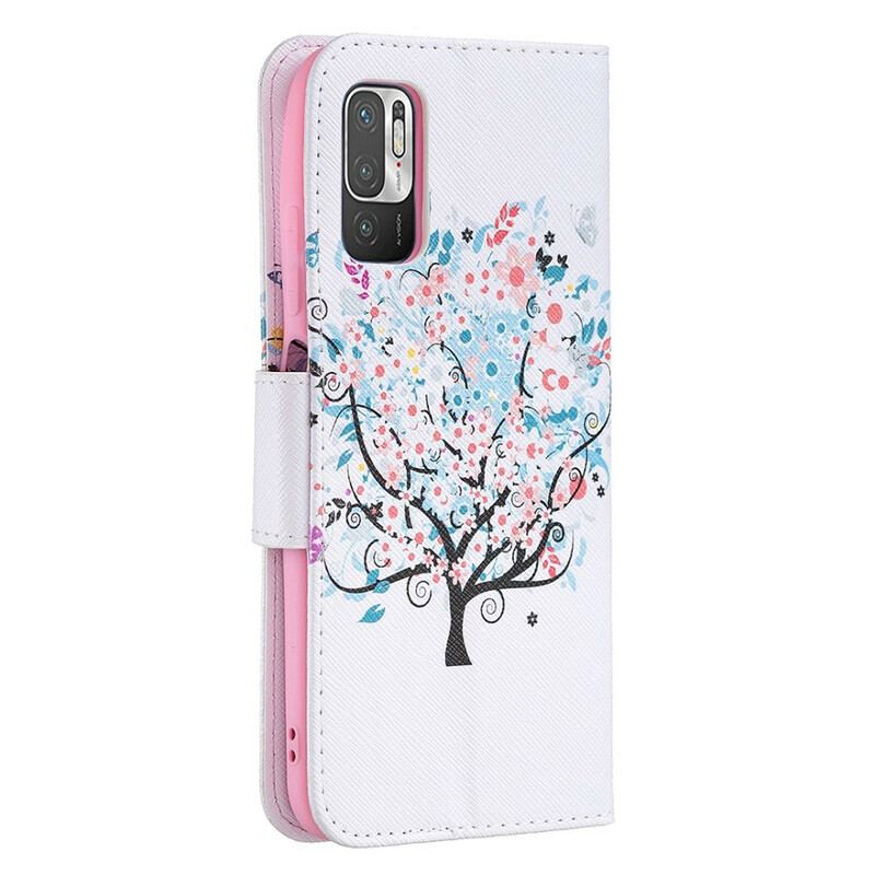 Capa Em Pele Para Xiaomi Redmi Note 10 5G Árvore Florida