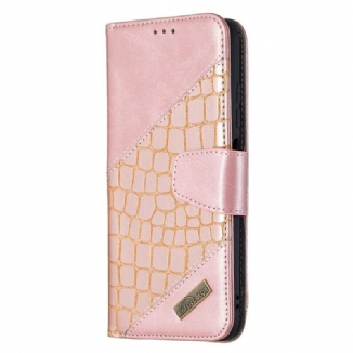 Capa Flip Para Xiaomi Redmi Note 10 5G Efeito Clássico De Pele De Crocodilo