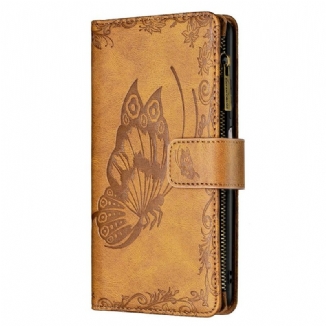 Capa Folio Para Xiaomi Redmi Note 10 5G Bolso Com Zíper Borboleta