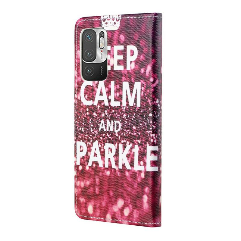 Capa Folio Para Xiaomi Redmi Note 10 5G Mantenha A Calma E Brilhe