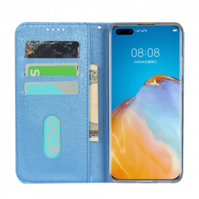 Capa De Celular Para Huawei P40 Pro Flip Estilo De Couro Macio Com Alça