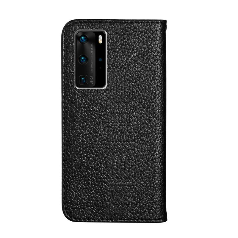 Capa De Celular Para Huawei P40 Pro Flip Lichia Ultra Chic Faux Couro