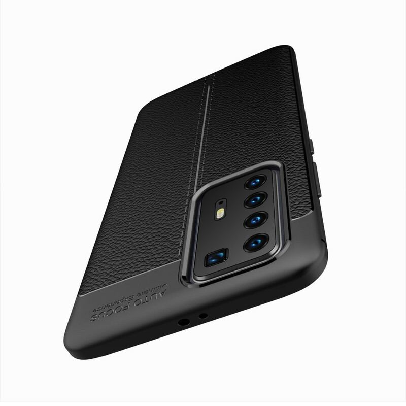Capa De Celular Para Huawei P40 Pro Linha Dupla Efeito Couro Litchi