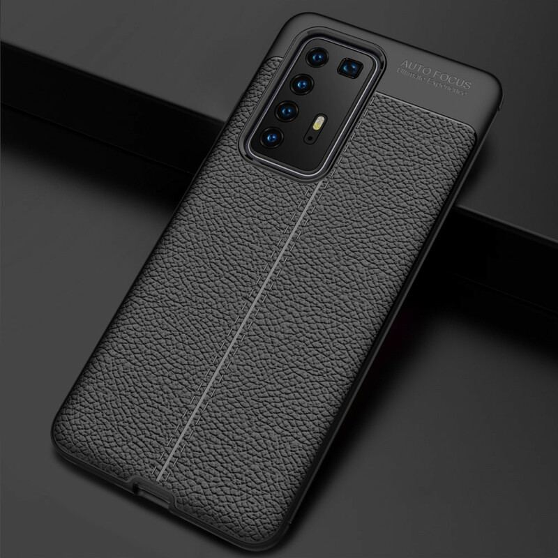 Capa De Celular Para Huawei P40 Pro Linha Dupla Efeito Couro Litchi