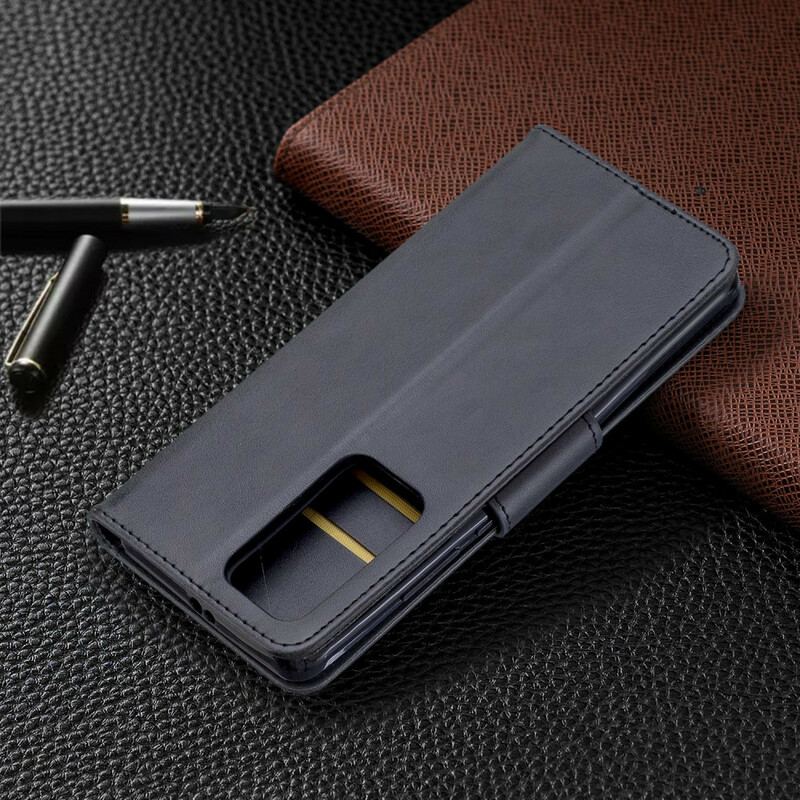 Capa De Couro Para Huawei P40 Pro Flip Retalho Liso Oblíquo