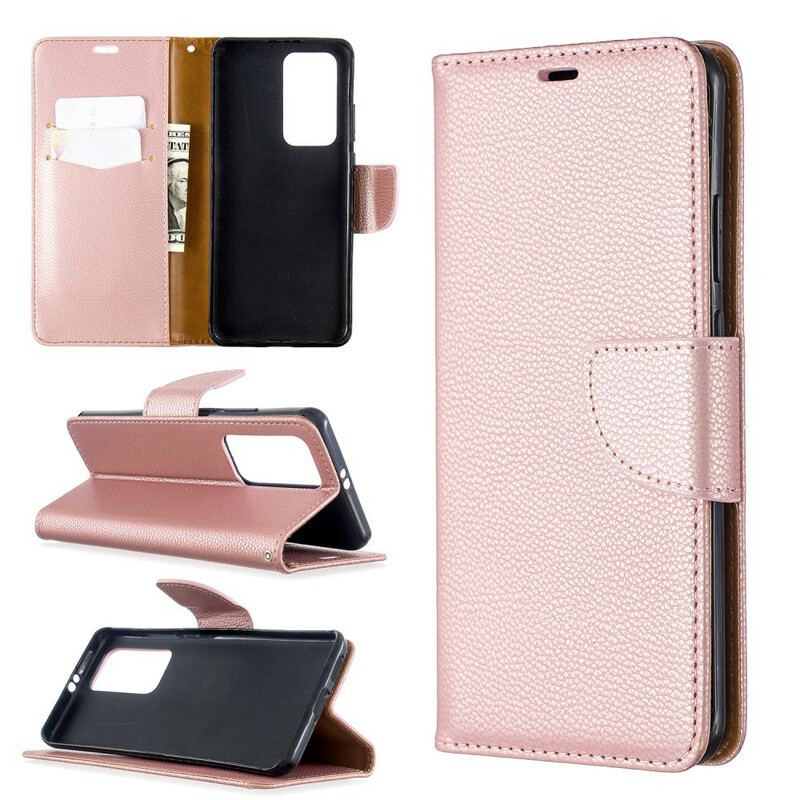 Capa Em Pele Para Huawei P40 Pro Flip Lichia Rabat Oblíqua