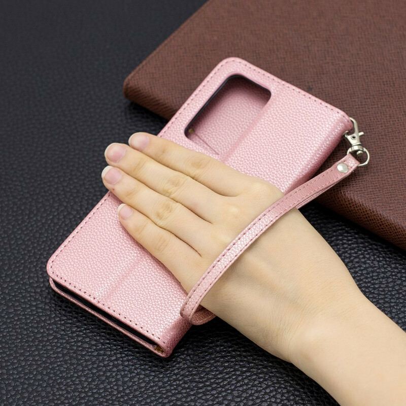 Capa Em Pele Para Huawei P40 Pro Flip Lichia Rabat Oblíqua