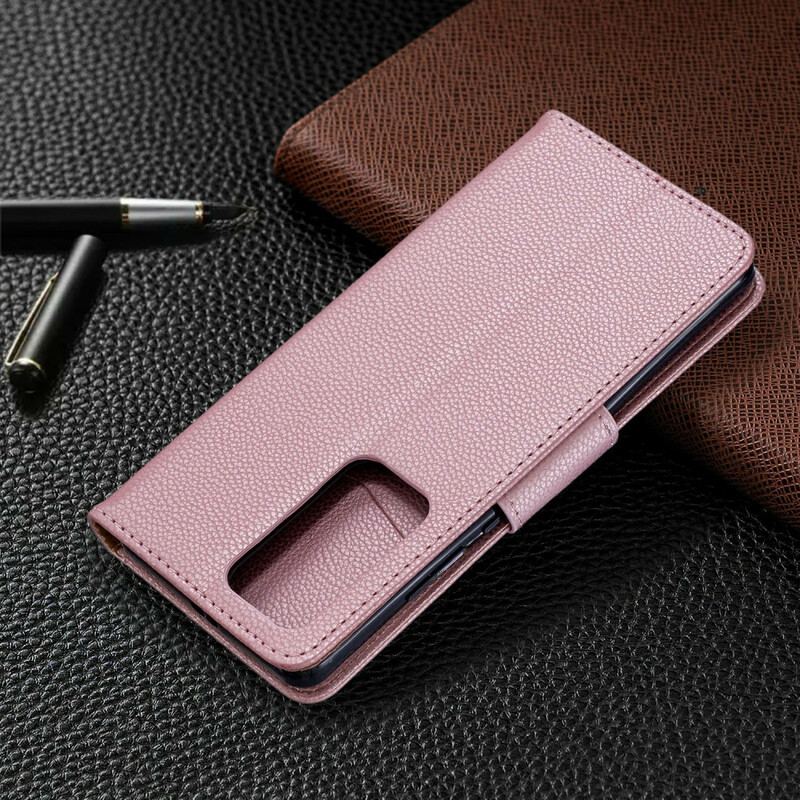 Capa Em Pele Para Huawei P40 Pro Flip Lichia Rabat Oblíqua