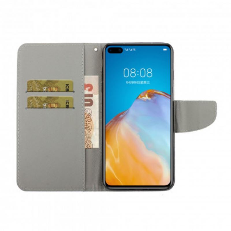 Capa Flip Para Huawei P40 Pro Mandalas De Patchwork Com Cordão