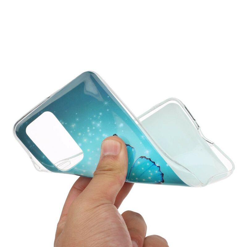 Capa Para Huawei P40 Pro Borboleta Azul Fluorescente