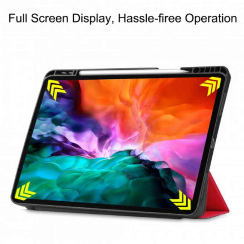 Capa De Celular Para iPad Pro 12.9" (2021) Porta-caneta Clássico Dobrável Em Três Partes