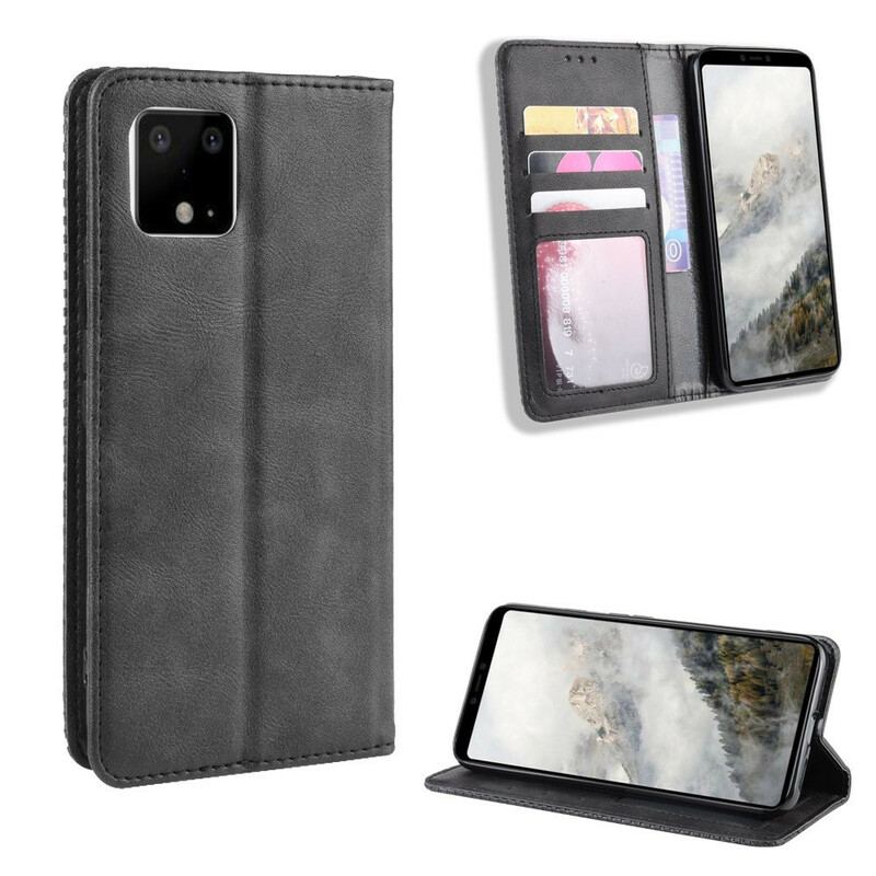 Capa De Celular Para Google Pixel 4 Flip Efeito Couro Vintage Estilizado