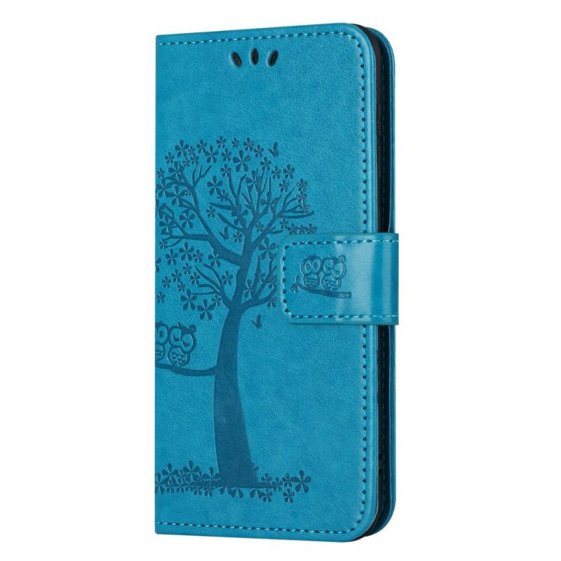 Capa De Couro Para Xiaomi Redmi A1 De Cordão Tanga E Corujas