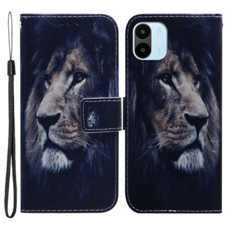 Capa De Couro Para Xiaomi Redmi A1 Leão Sonhador