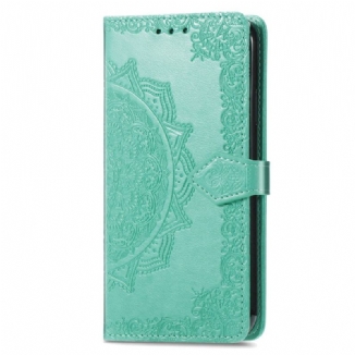 Capa De Couro Para Xiaomi Redmi A1 Mandala Sol Com Cordão