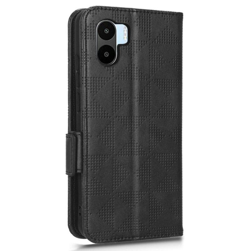 Capa Em Pele Para Xiaomi Redmi A1 Triângulos Com Cordão