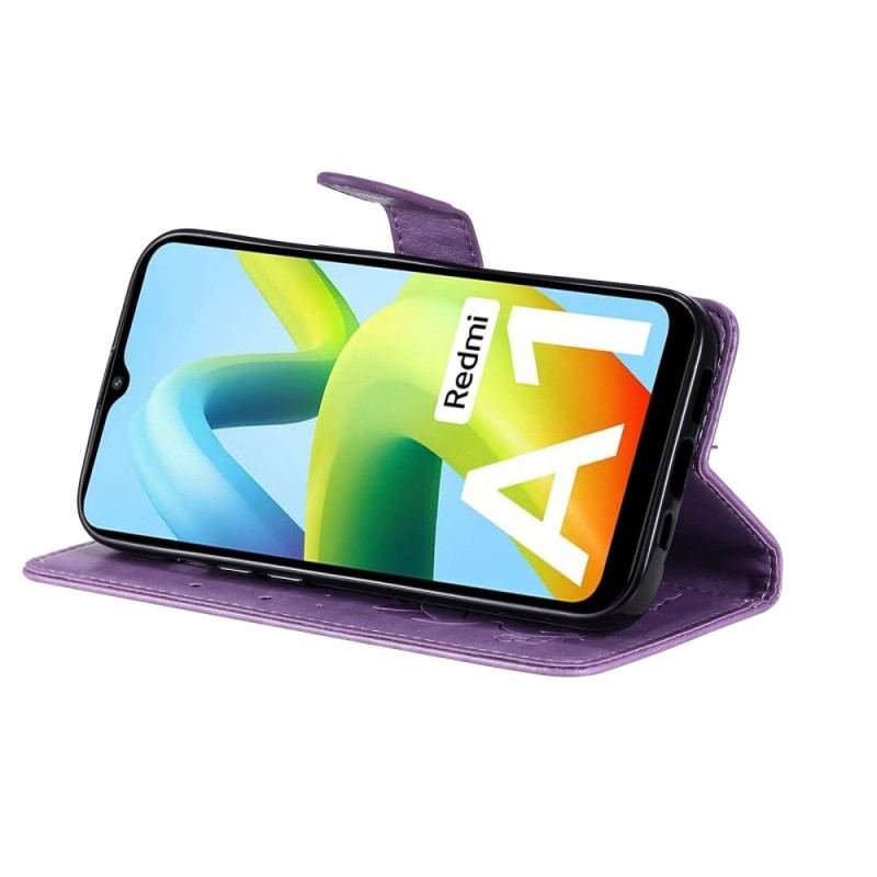 Capa Flip Para Xiaomi Redmi A1 De Cordão Gato E Abelha Com Cordão