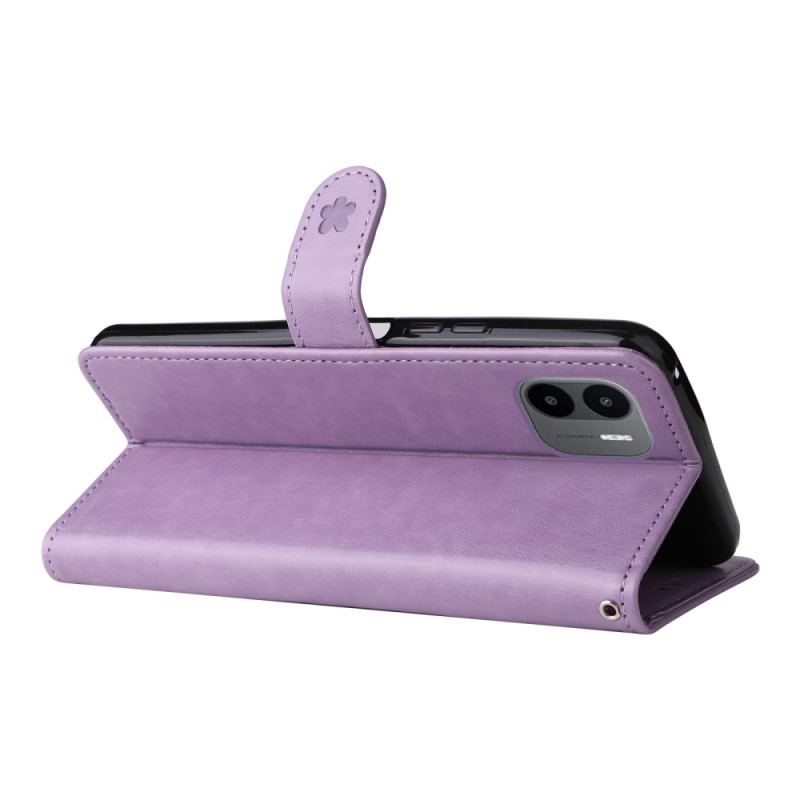 Capa Flip Para Xiaomi Redmi A1 De Cordão Gato E Abelha Com Cordão