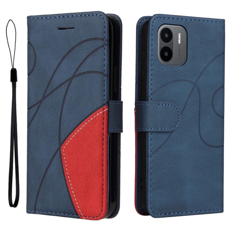 Capa Flip Para Xiaomi Redmi A1 Couro Sintético De Assinatura De Dois Tons