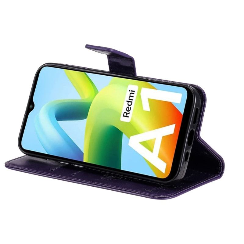 Capa Folio Para Xiaomi Redmi A1 De Cordão Árvore E Gato Strappy